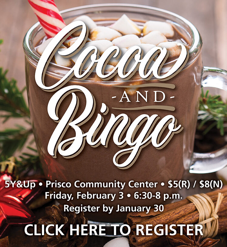hot cocoa and bingo feb. 3 at prisco community center