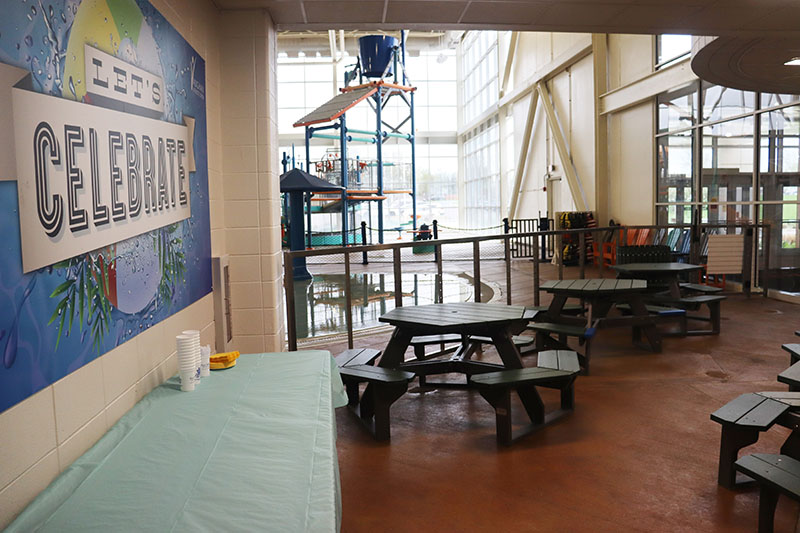 Party Patio inside aquatic center 